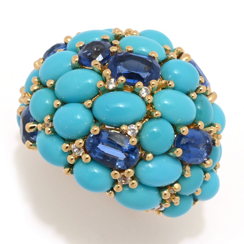 MUSE 18K Vermeil Sleeping Beauty Turquoise, Kyanite & Zircon Dome Ring by Steals