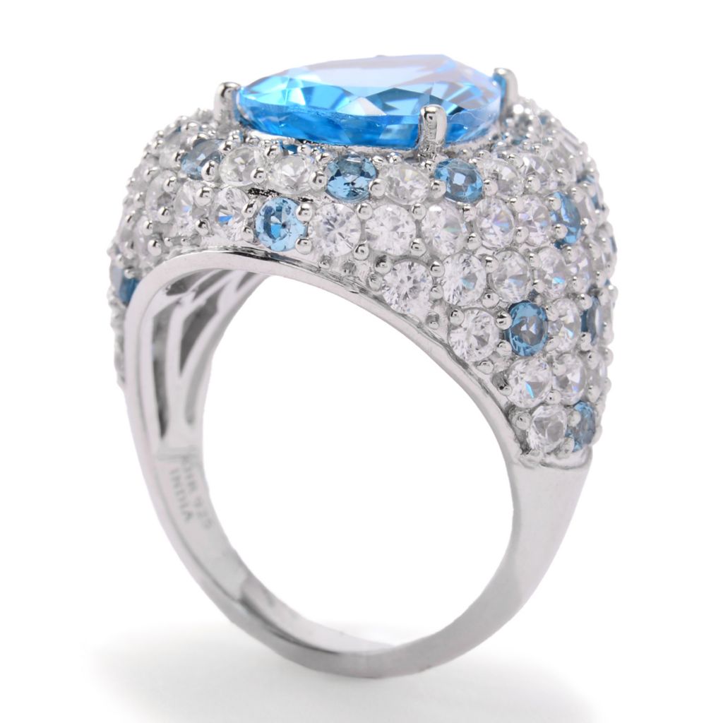 MUSE Sterling Silver 8.61ctw Blue Topaz & White Zircon Pave Ring by Steals