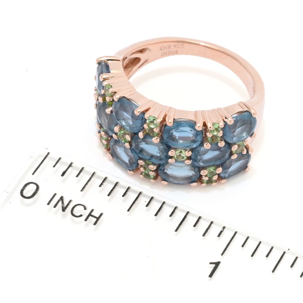 MUSE 18K Rose Vermeil 0.64ctw Kyanite & Tsavorite Triple Row Ring by Steals