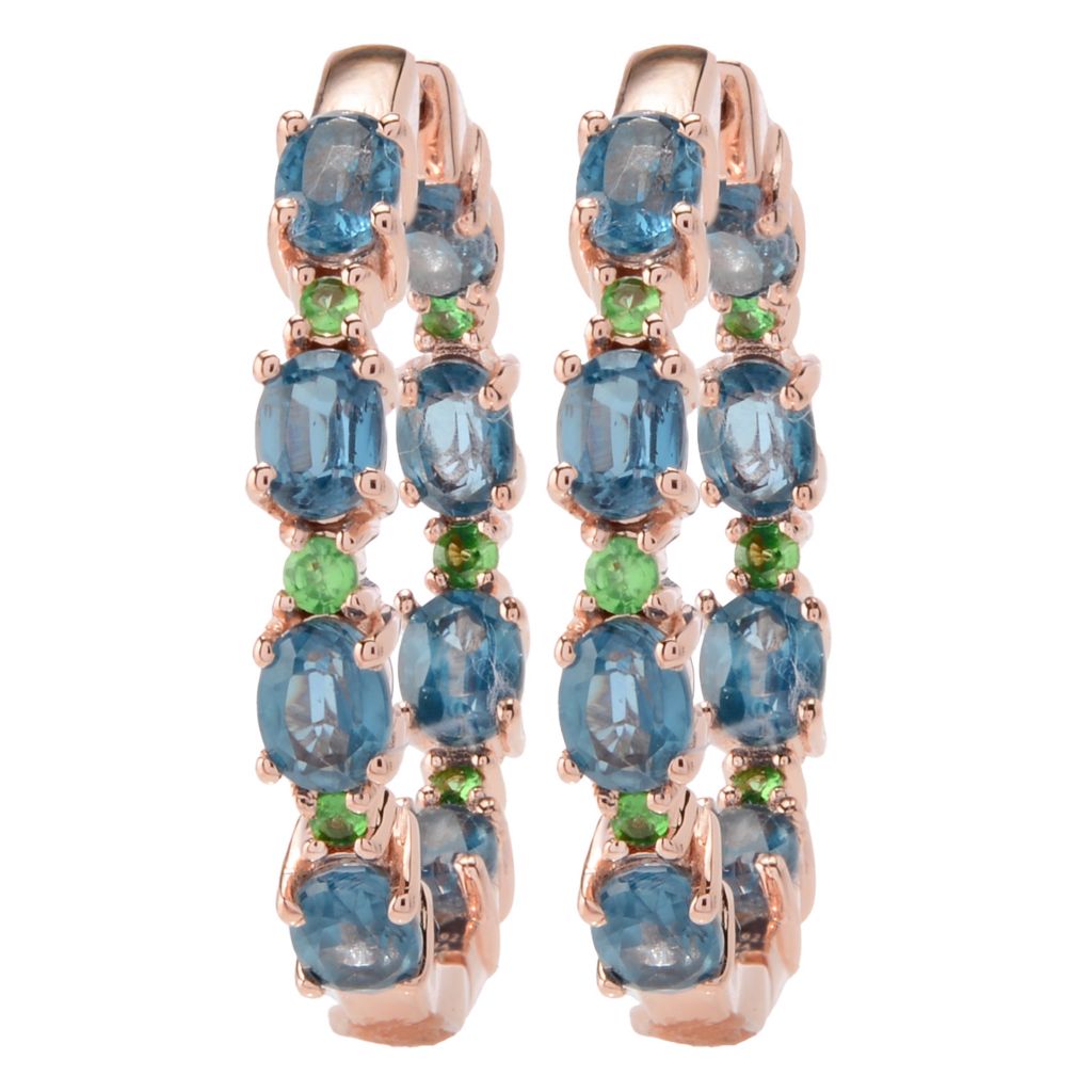 MUSE 18K Rose Vermeil 4.28ctw Kyanite & Tsavorite Hoop Earrings by Steals