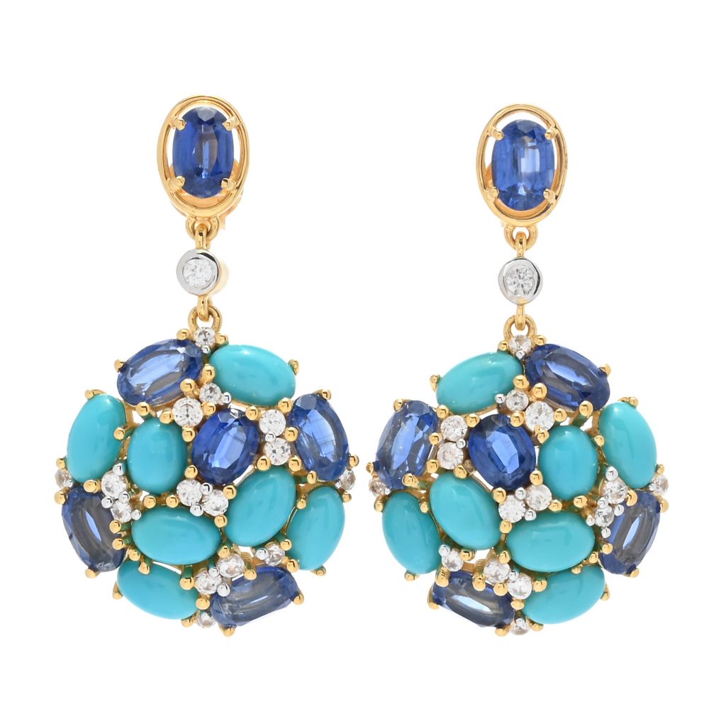 MUSE 18K Vermeil Sleeping Beauty Turquoise, Kyanite & Zircon Cluster Earrings by Steals