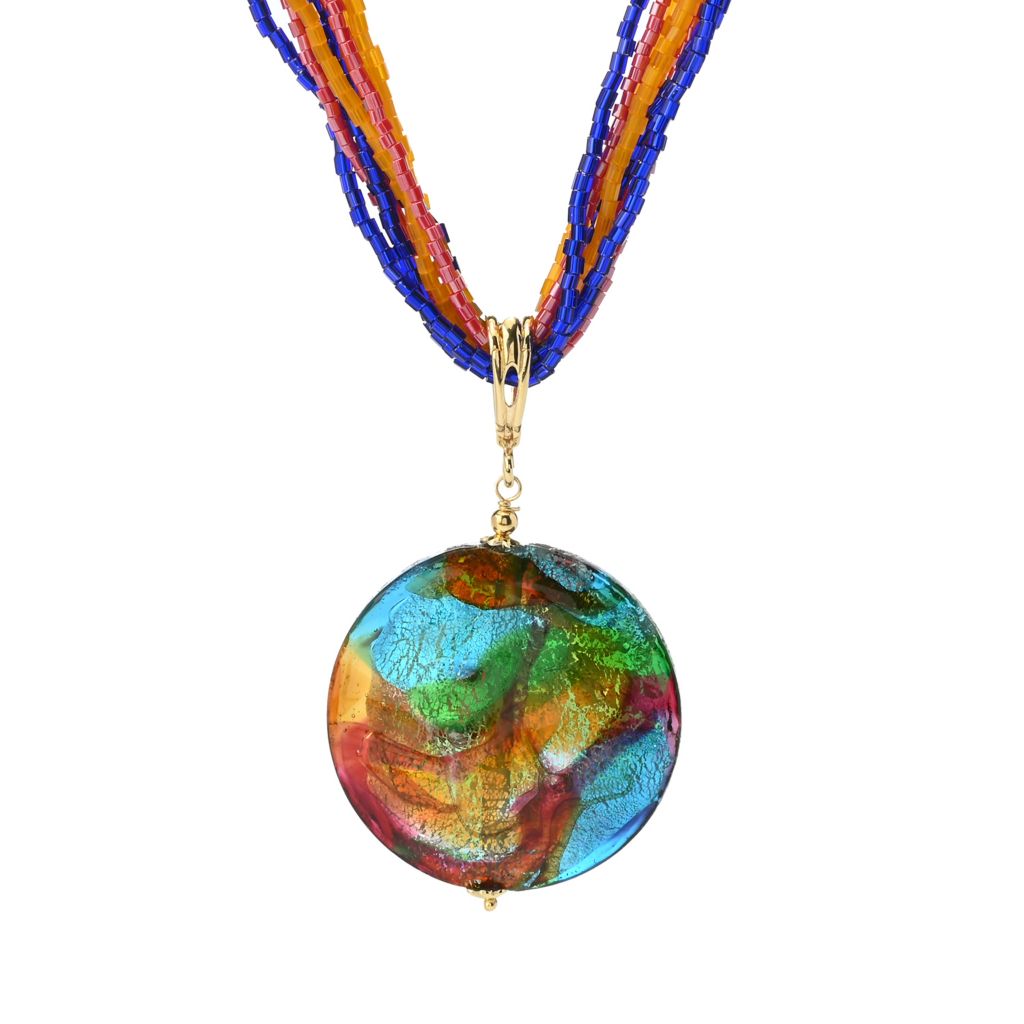 Il Murano di Francesca 37mm Metallic Murano Glass Pendant & Strand Necklace by Steals
