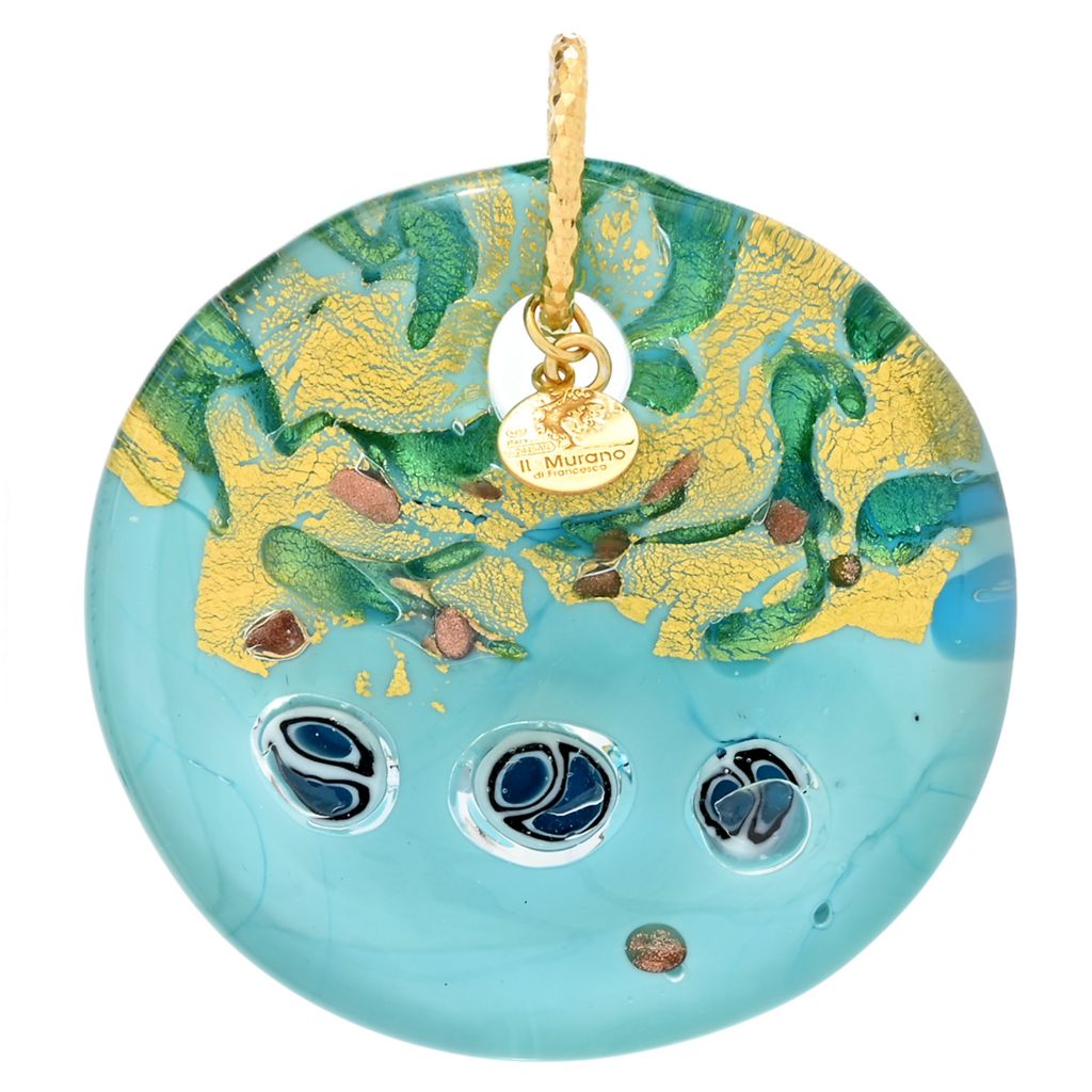 Il Murano di Francesca "Aquarius" 51mm Murano Glass Disc Pendant by Steals