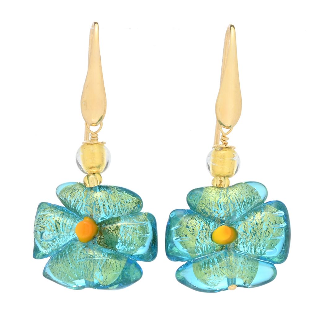 Il Murano di Francesca Murano Glass Flower 1.75" Drop Earrings by Steals