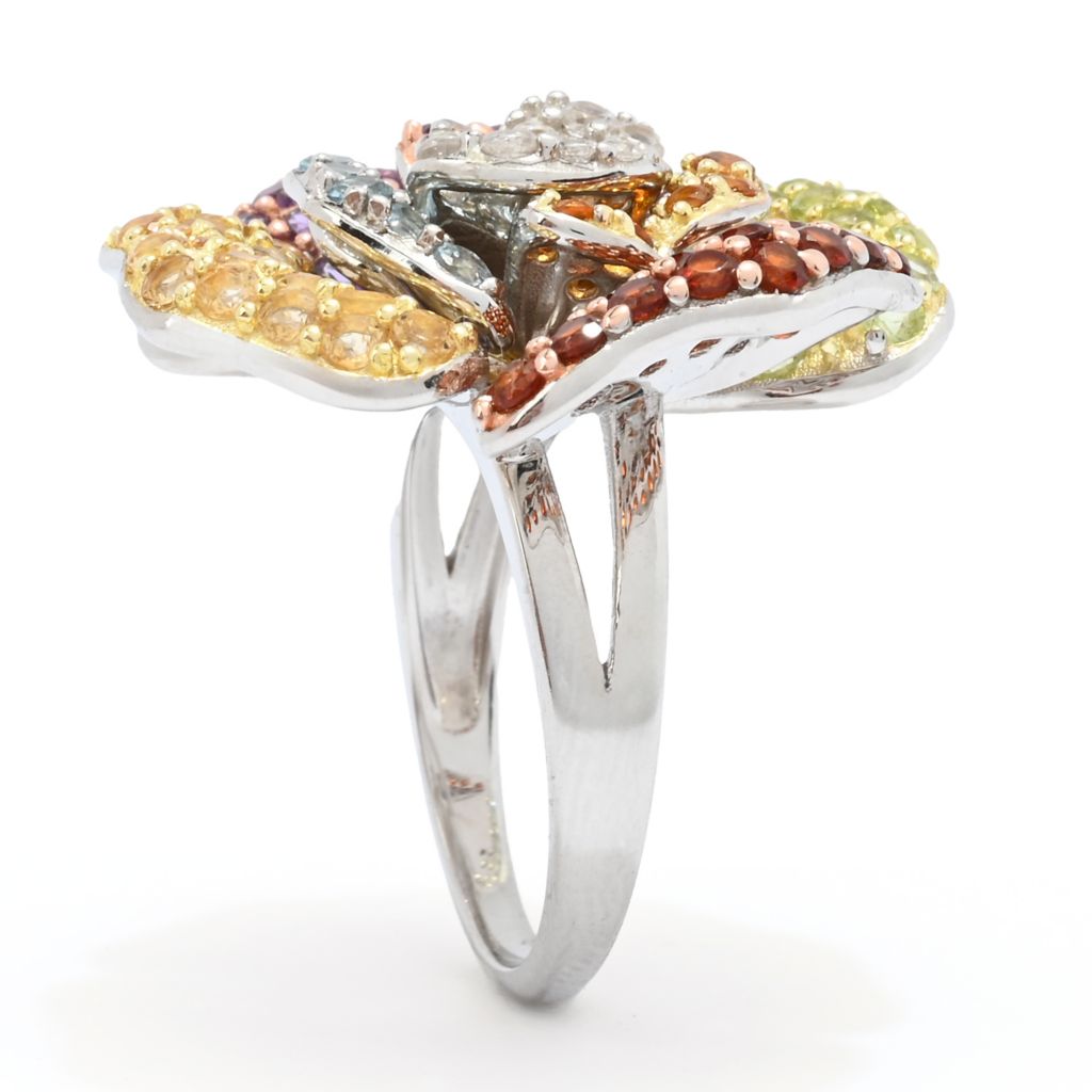 18K Gold & Platinum Plated 4.92ctw Multi Gem Blooming Flower High Set Ring by Steals