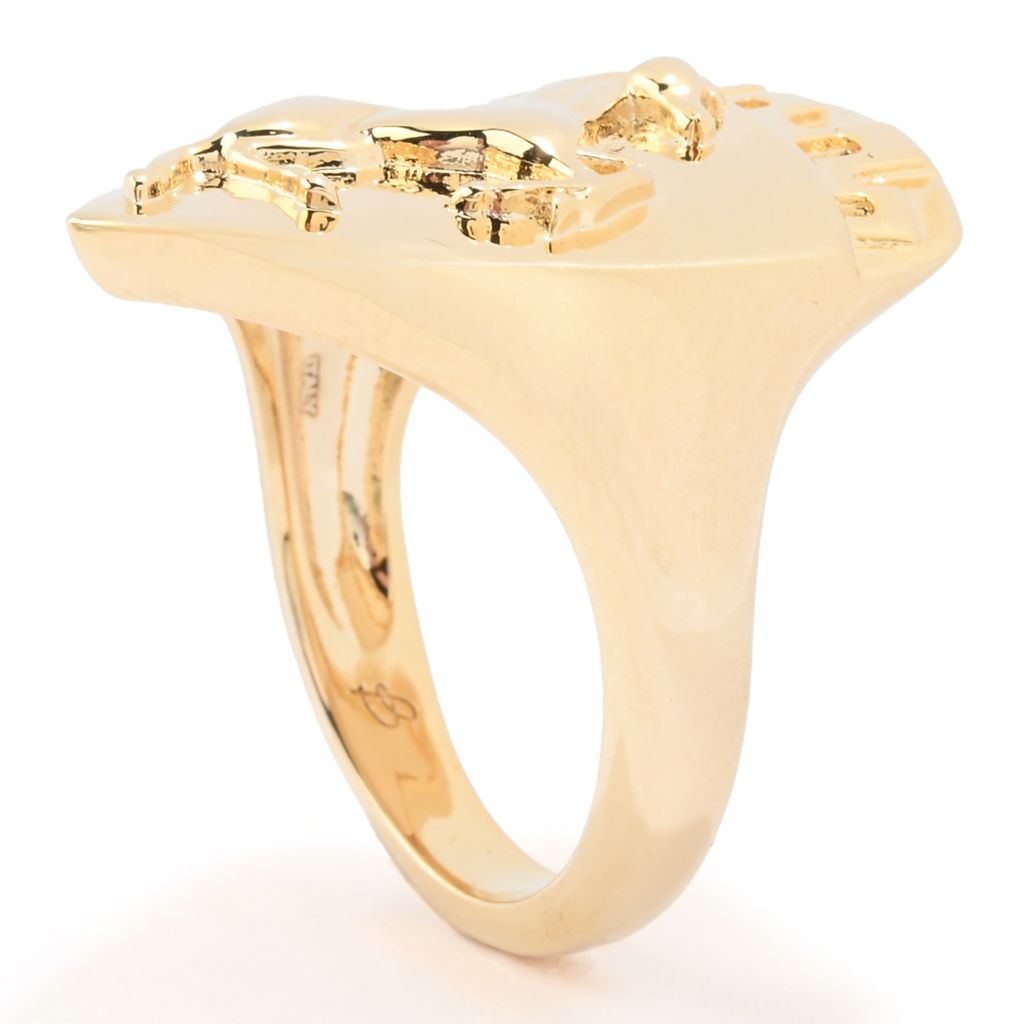 Toscana Italiana 18K Gold Plated Polished Arezzo Crest Shield Ring by Steals