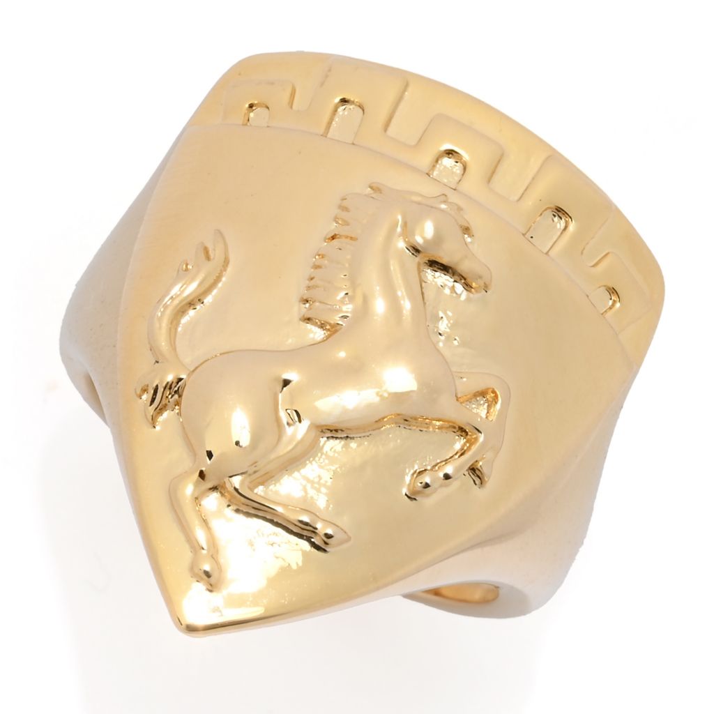 Toscana Italiana 18K Gold Plated Polished Arezzo Crest Shield Ring by Steals
