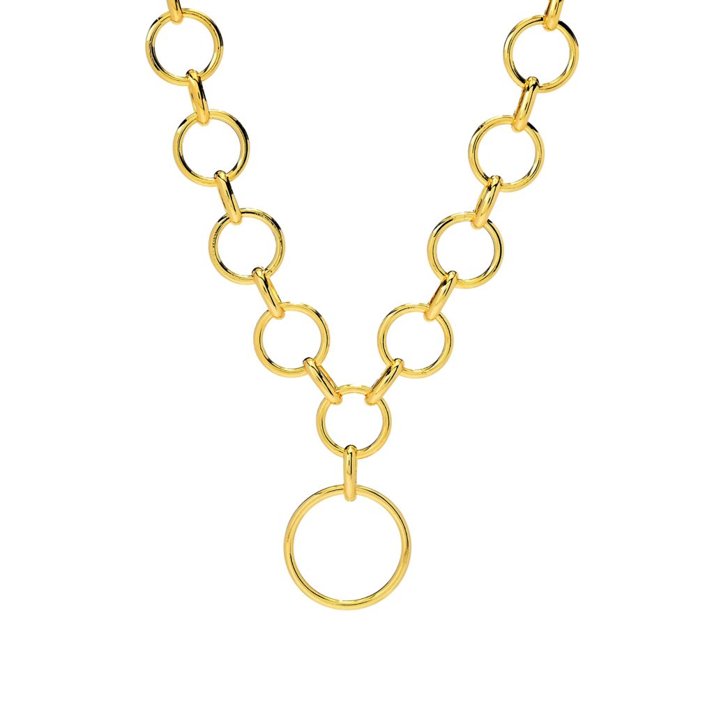 Toscana Italiana 18K Gold Plated Rolo Link Statement Necklace w/ Charm Holder by Steals