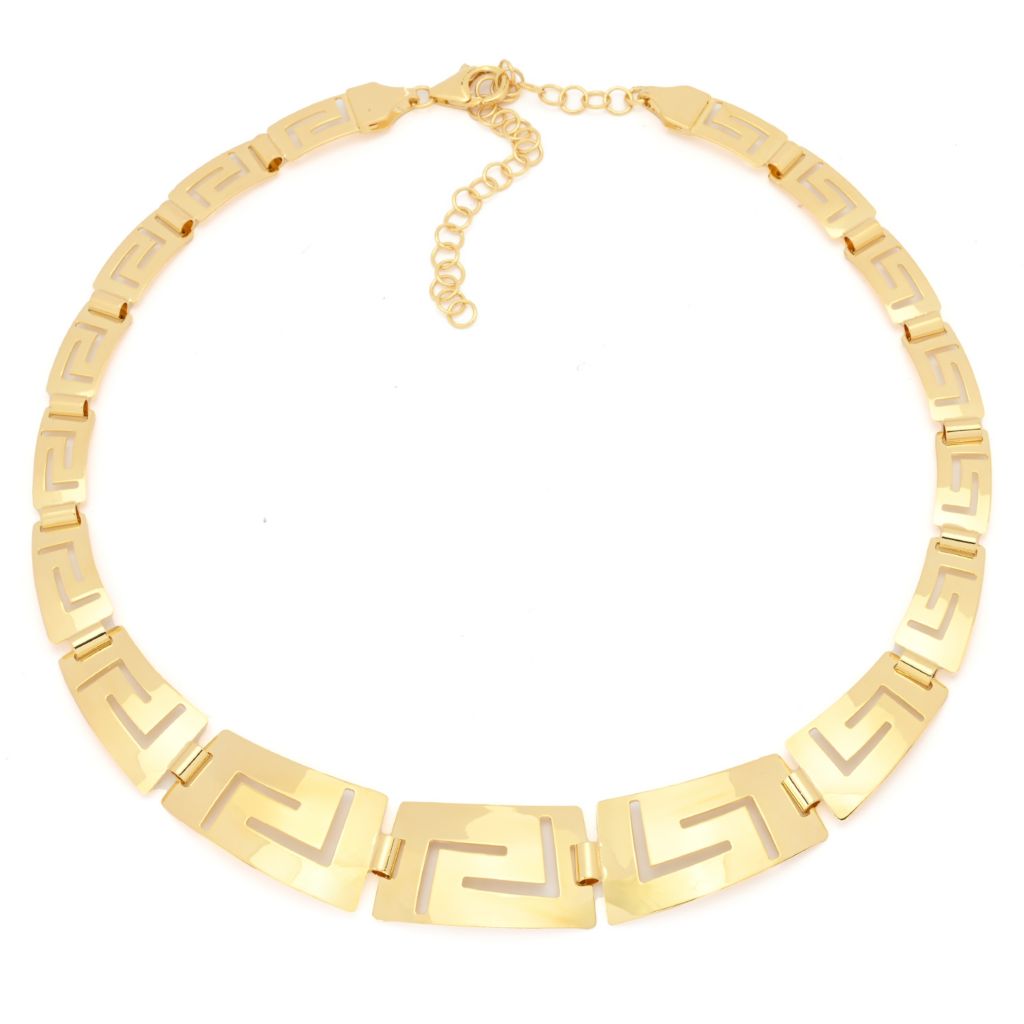 Toscana Italiana 18K Gold Plated Graduated Greek Key Link Necklace by Steals