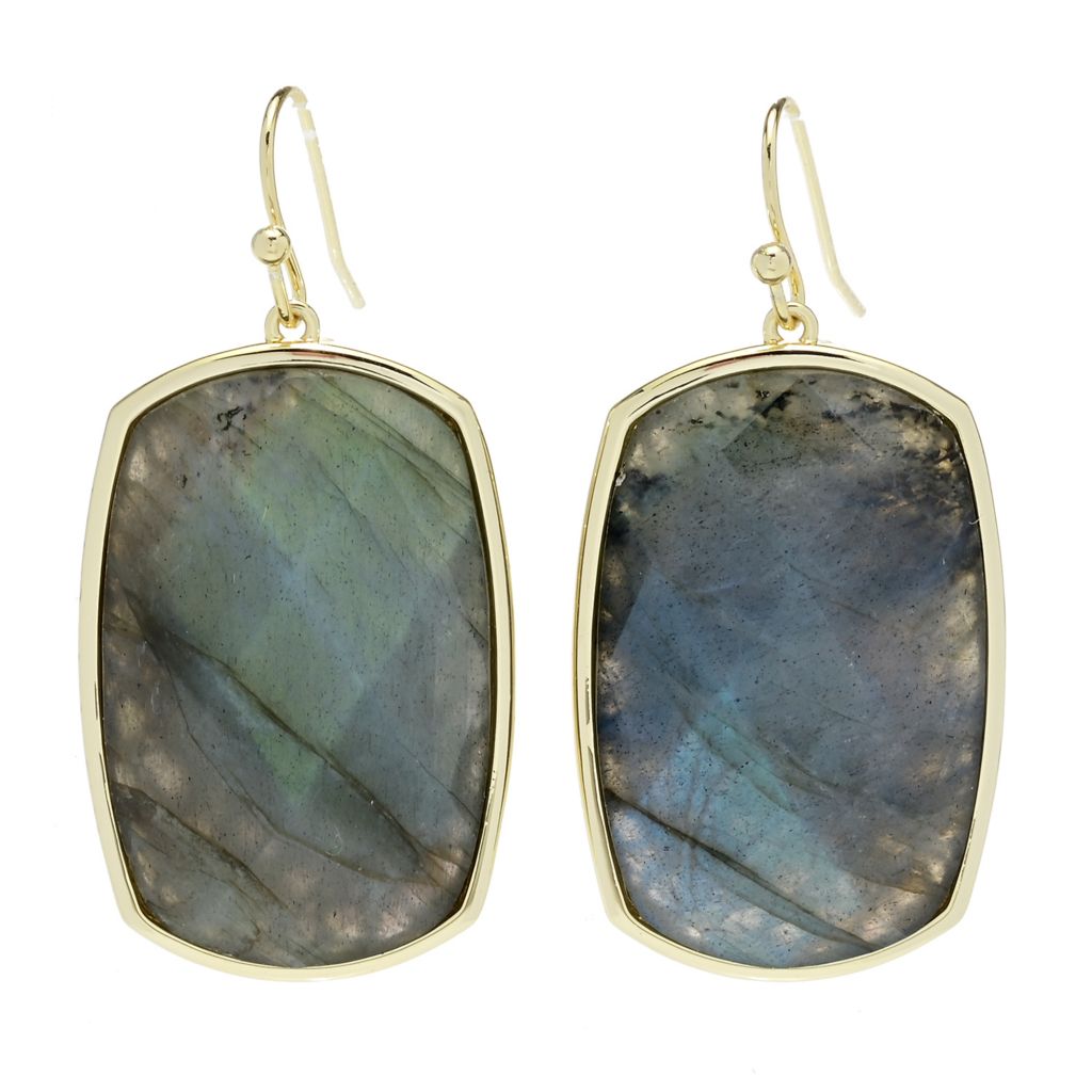 Aurelia 18K Gold Plated 30x19mm Faceted Labradorite Drop Earrings by Steals