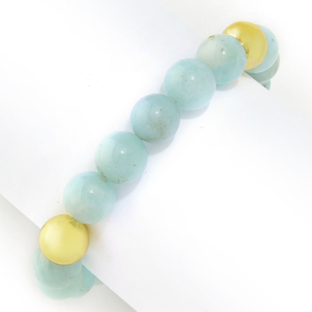 Aurelia 18K Gold Plated 10mm Round Choice of Gem Bead Stretch Bracelet by Steals