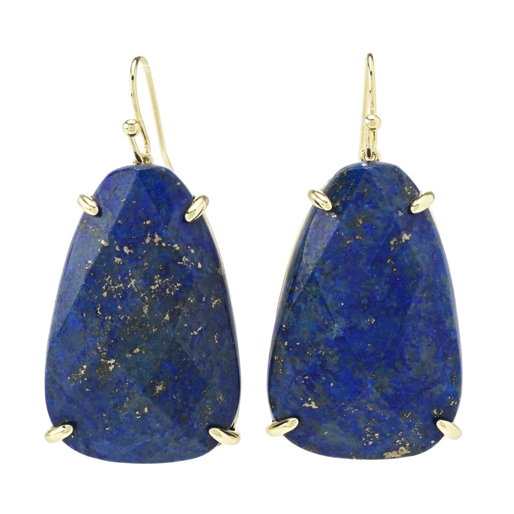 Aurelia 18K Gold Plated 32x21mm Fancy Shape Lapis Drop Earrings by Steals
