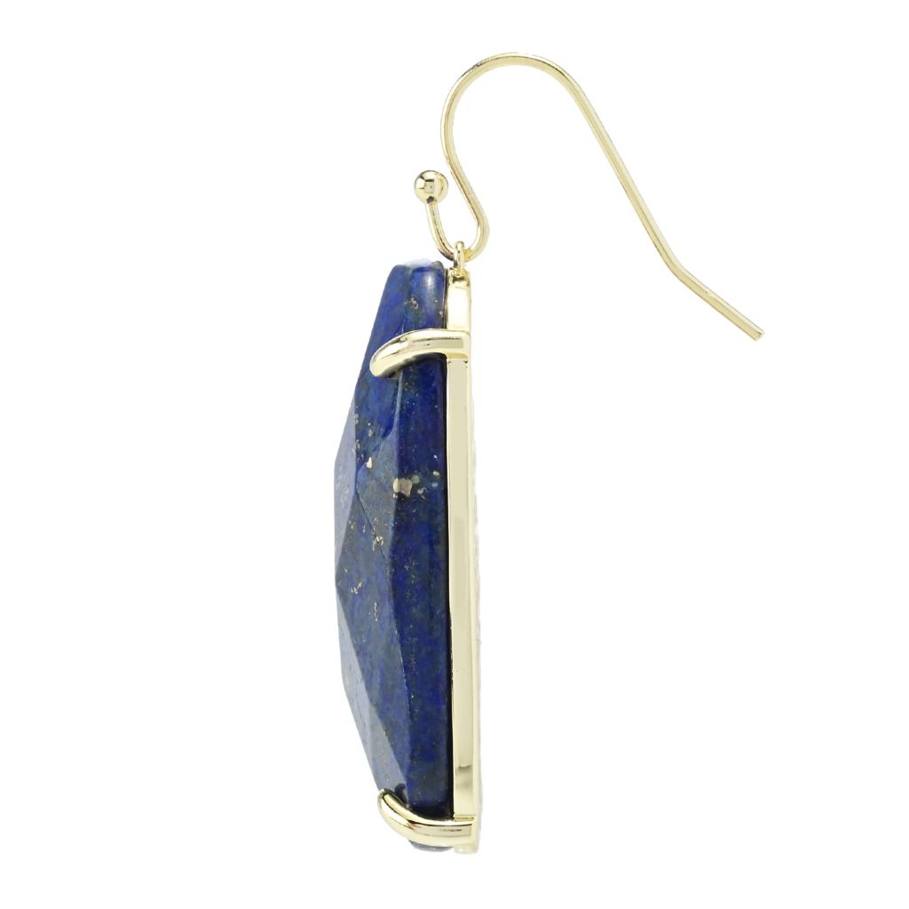 Aurelia 18K Gold Plated 32x21mm Fancy Shape Lapis Drop Earrings by Steals