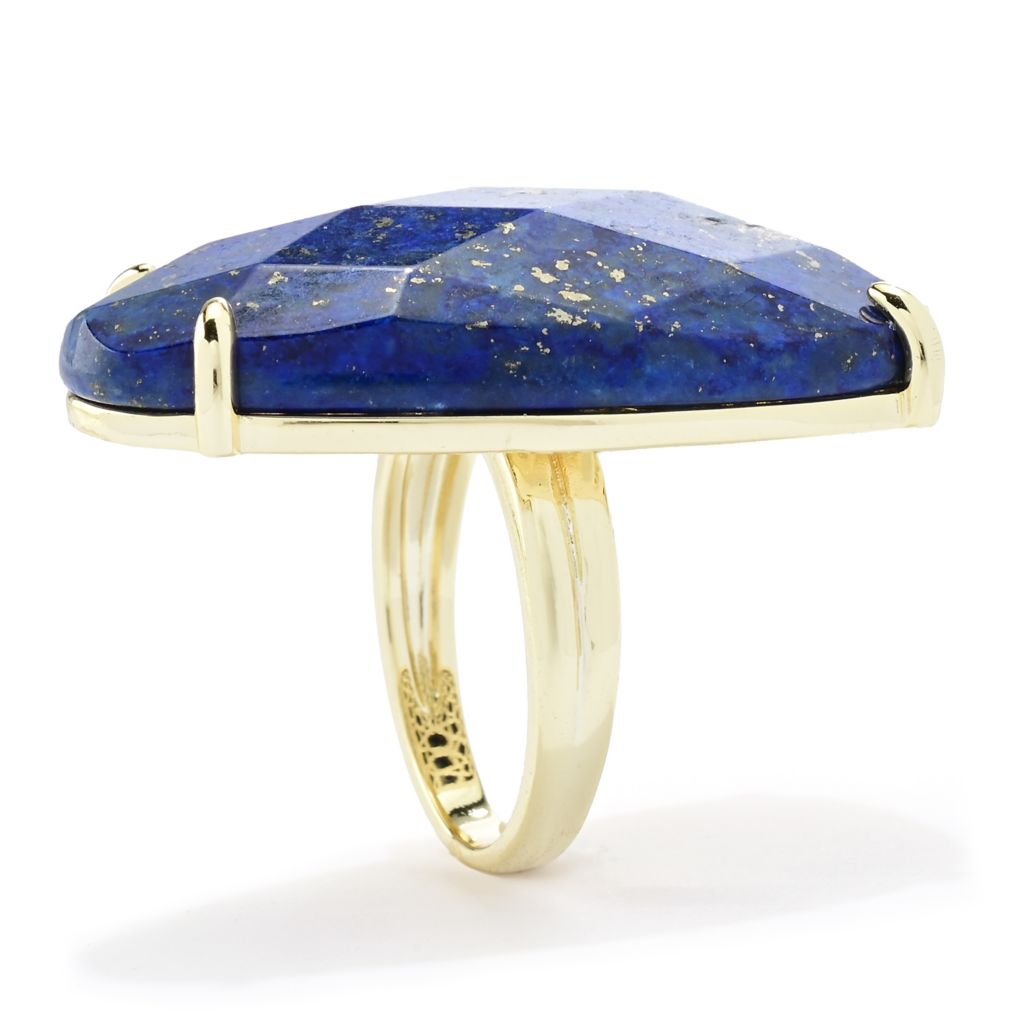 Aurelia 18K Gold Plated 32x21mm Fancy Shape Lapis Statement Ring by Steals