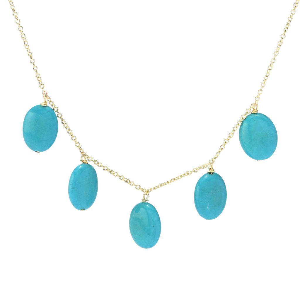 Aurelia 18K Gold Plated 16x12mm Oval Turquoise Charm Necklace by Steals