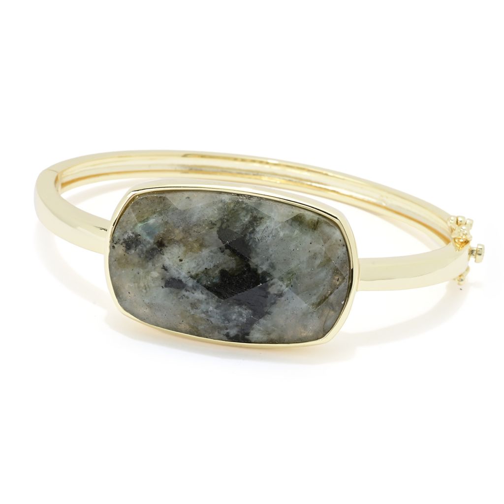 Aurelia 18K Gold Plated 32x22mm Faceted Labradorite Cuff Bracelet by Steals