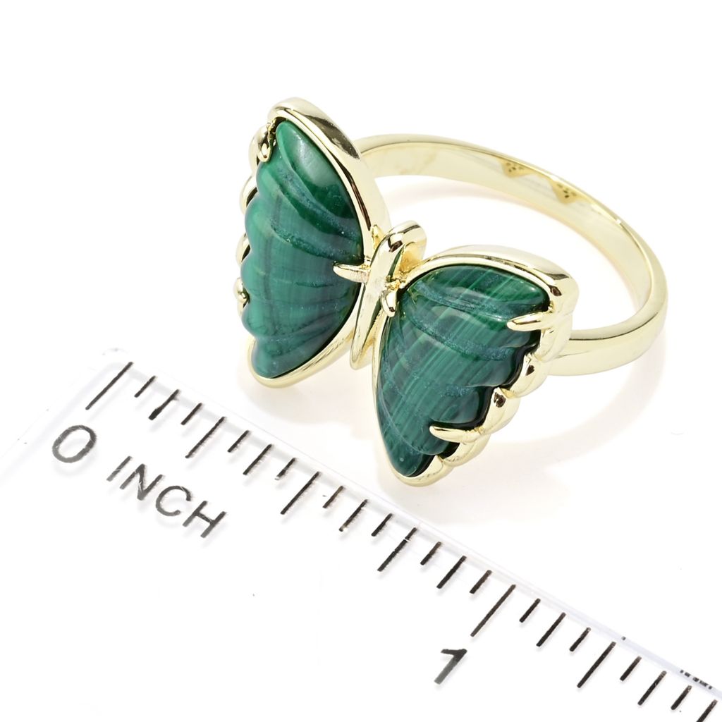 Aurelia 18K Gold Plated 15x8.5mm Choice of Carved Gemstone Butterfly Ring by Steals