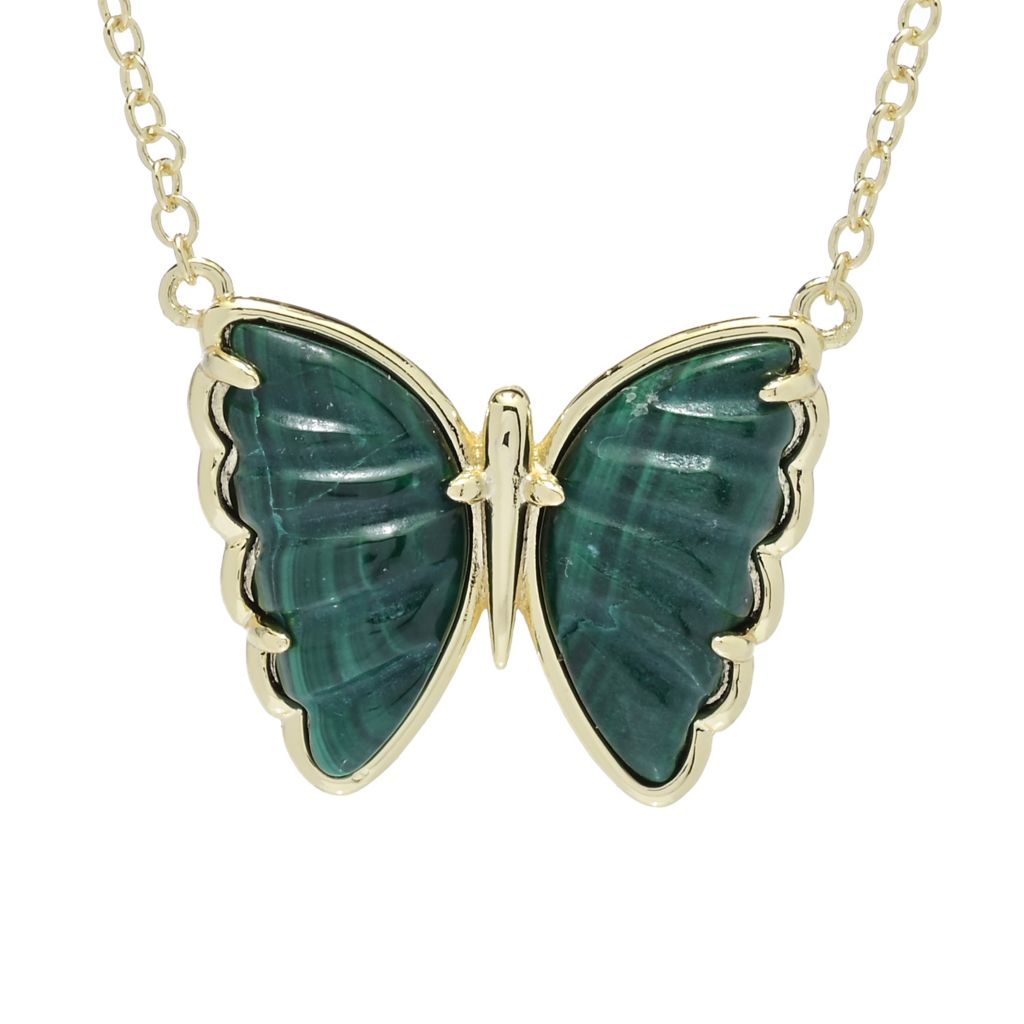 Aurelia 15x8.5mm Choice of Carved Gemstone Butterfly Necklace by Steals