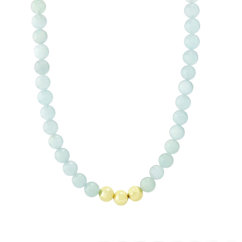 Aurelia 18K Gold Plated 10mm Round Choice of Gem Bead 18"+2" Necklace by Steals