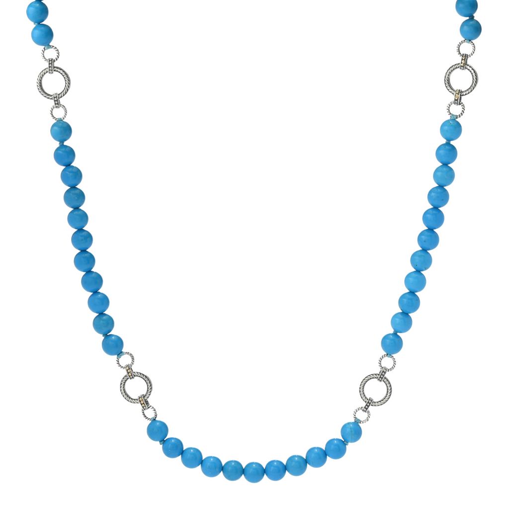 Artisan Silver by Samuel B. Turquoise Bead & Silver Link Station Necklace by Steals