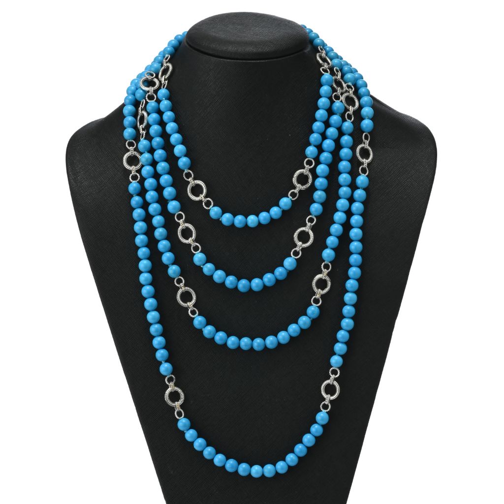 Artisan Silver by Samuel B. Turquoise Bead & Silver Link Station Necklace by Steals
