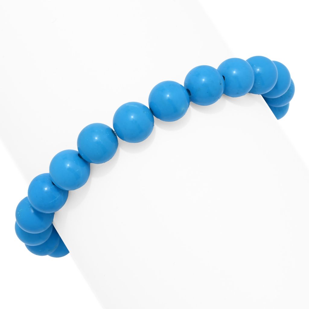Artisan Silver by Samuel B. 8mm Turquoise Bead & Silver Link Station Bracelet by Steals