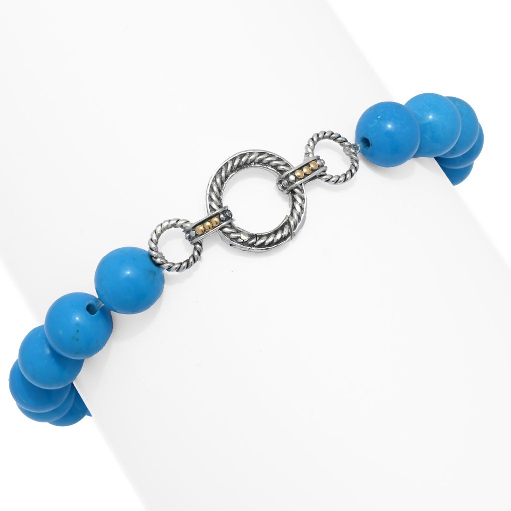 Artisan Silver by Samuel B. 8mm Turquoise Bead & Silver Link Station Bracelet by Steals
