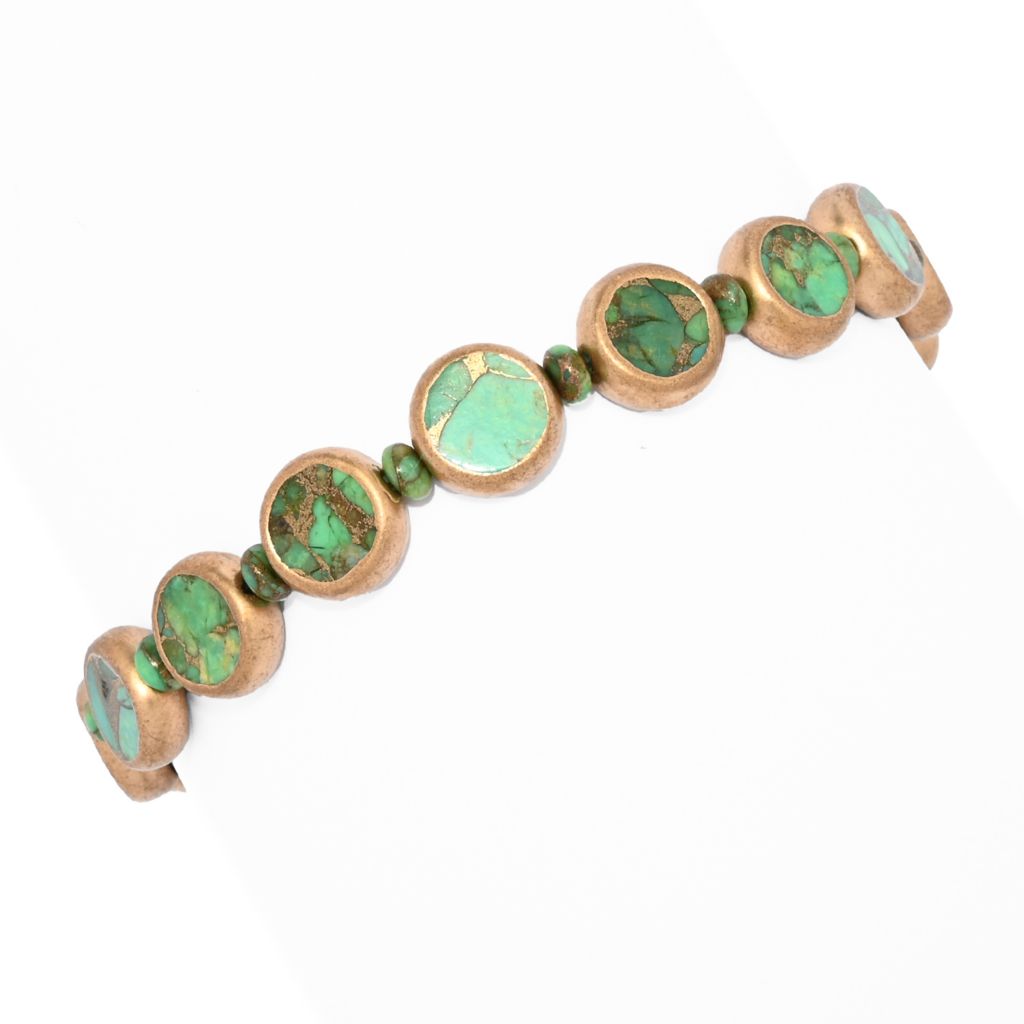 Southwest Elements Sterling Silver Choice of Gemstone Coin & Gem Bead Bracelet by Steals