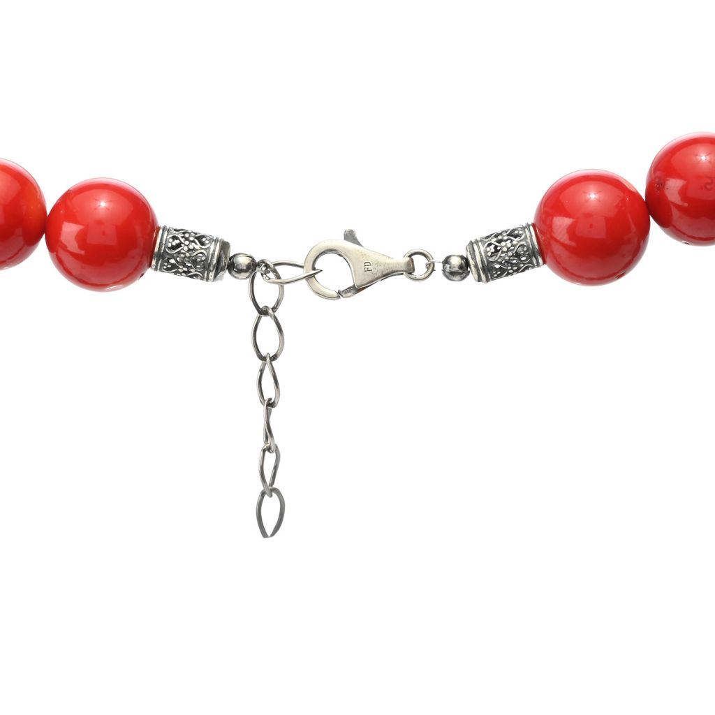Southwest Elements "Statements" Sterling Silver 16mm Red Bamboo Coral Necklace by Steals