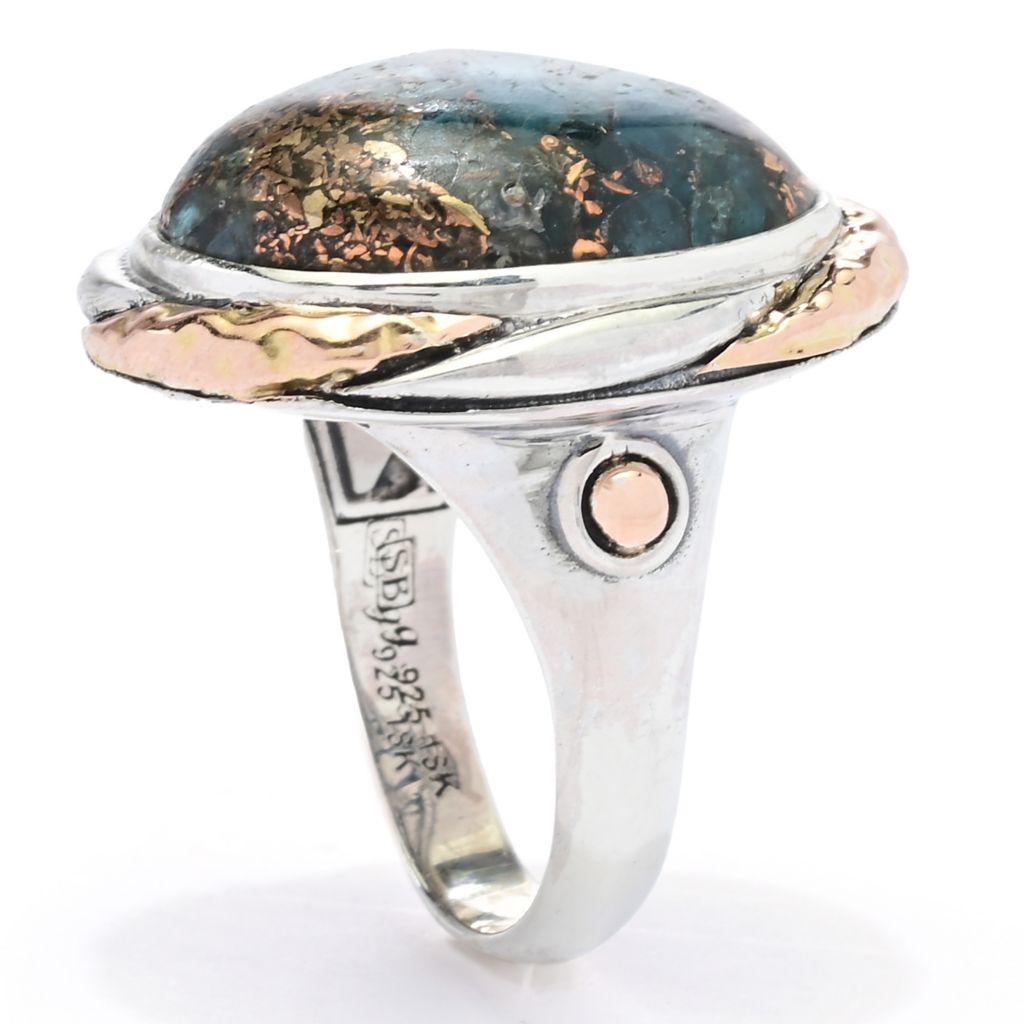 Artisan Silver by Samuel B. 18K Gold Accented 20x15mm Copper Apatite Ring by Steals