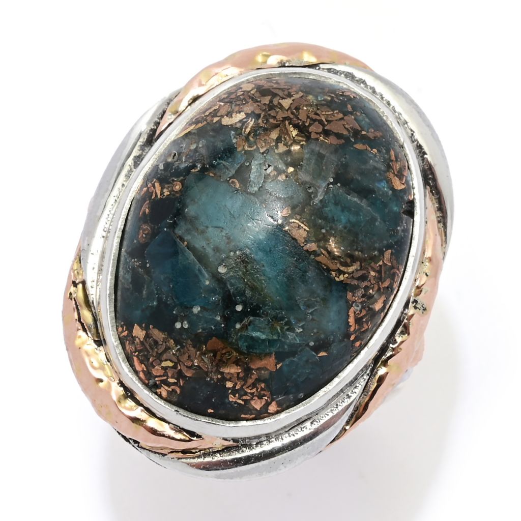 Artisan Silver by Samuel B. 18K Gold Accented 20x15mm Copper Apatite Ring by Steals
