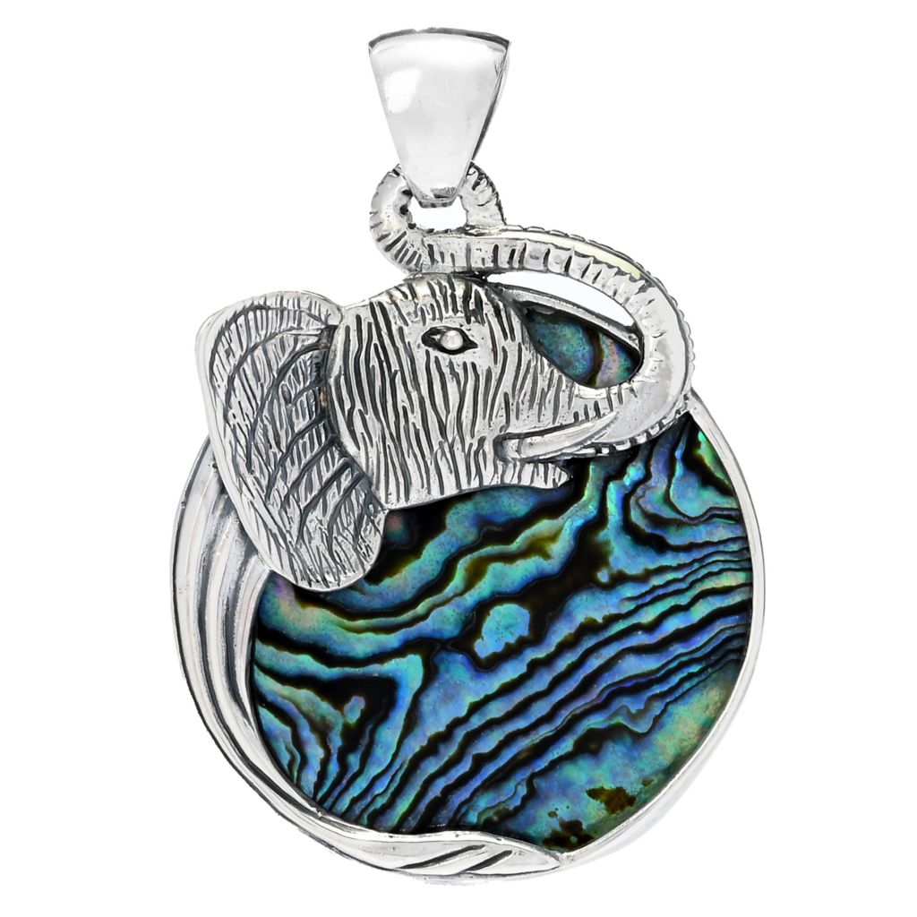 Artisan Silver by Samuel B. Choice of Gem Elephant Medallion Pendant by Steals