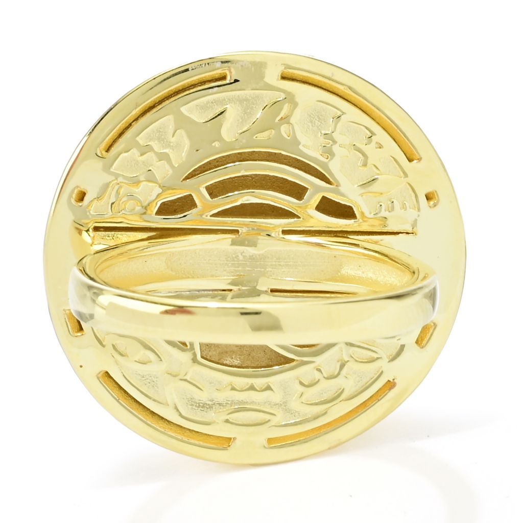 Passport to Egypt 18K Gold Plated Eye of Horus Embossed Medallion Ring by Steals