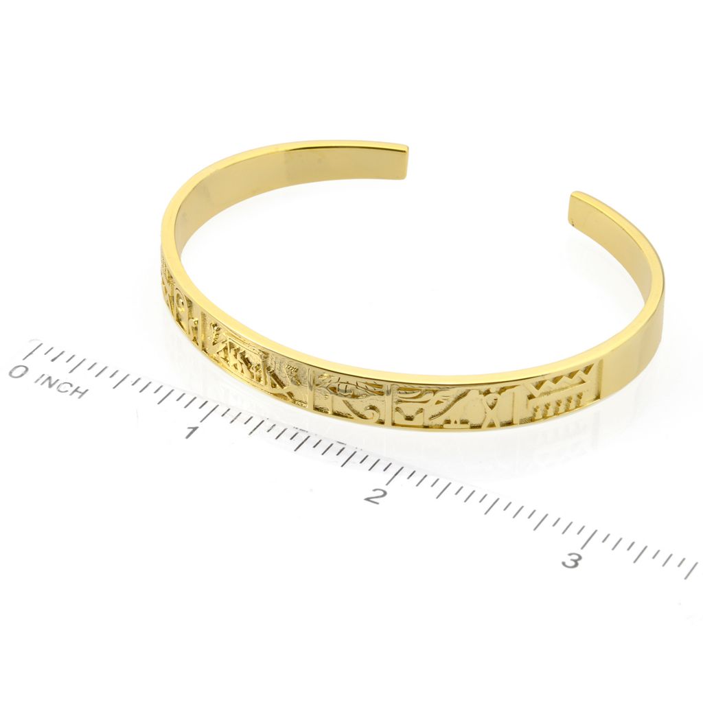 Passport to Egypt 18K Gold Plated Hieroglyphics Choice of Size Cuff Bracelet by Steals