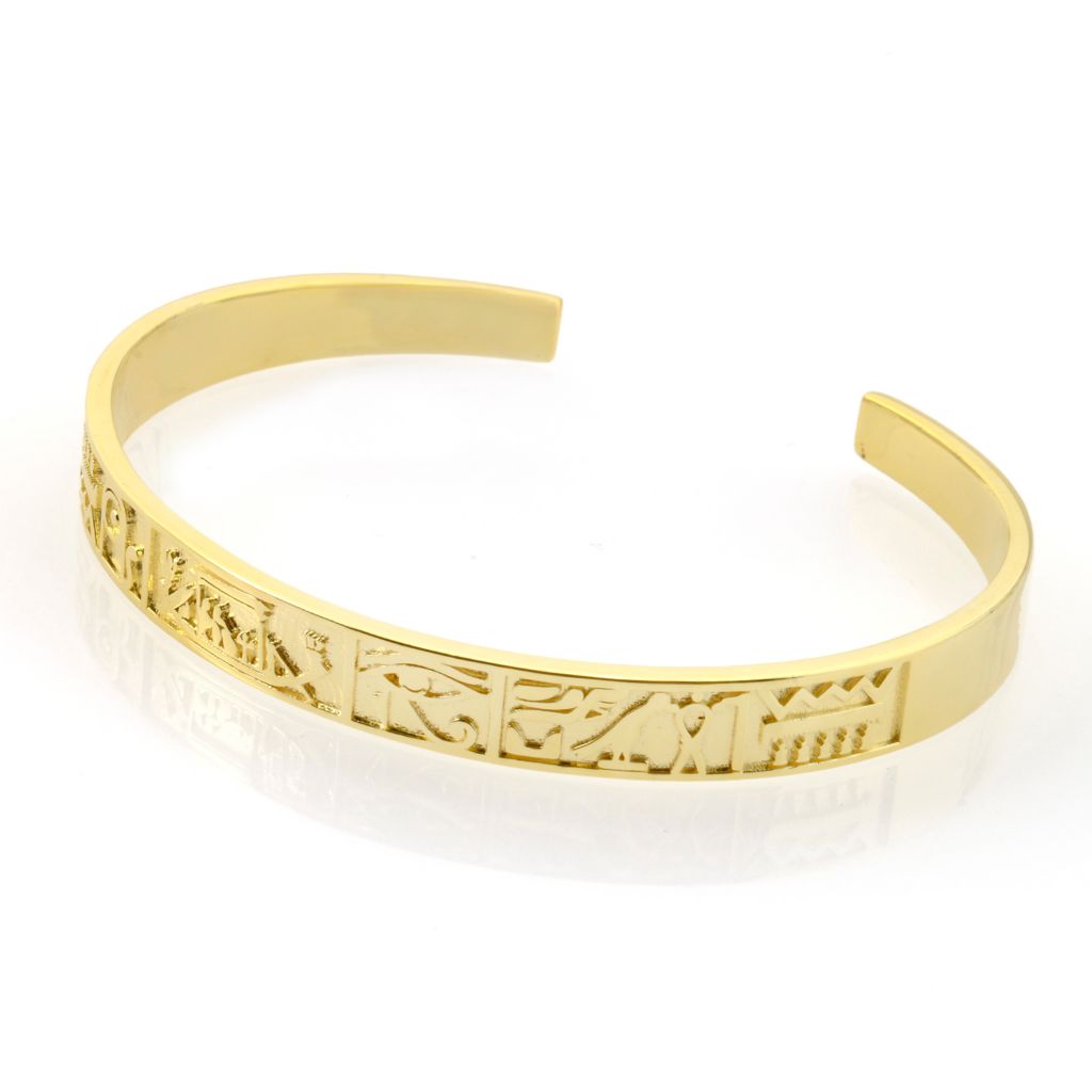 Passport to Egypt 18K Gold Plated Hieroglyphics Choice of Size Cuff Bracelet by Steals