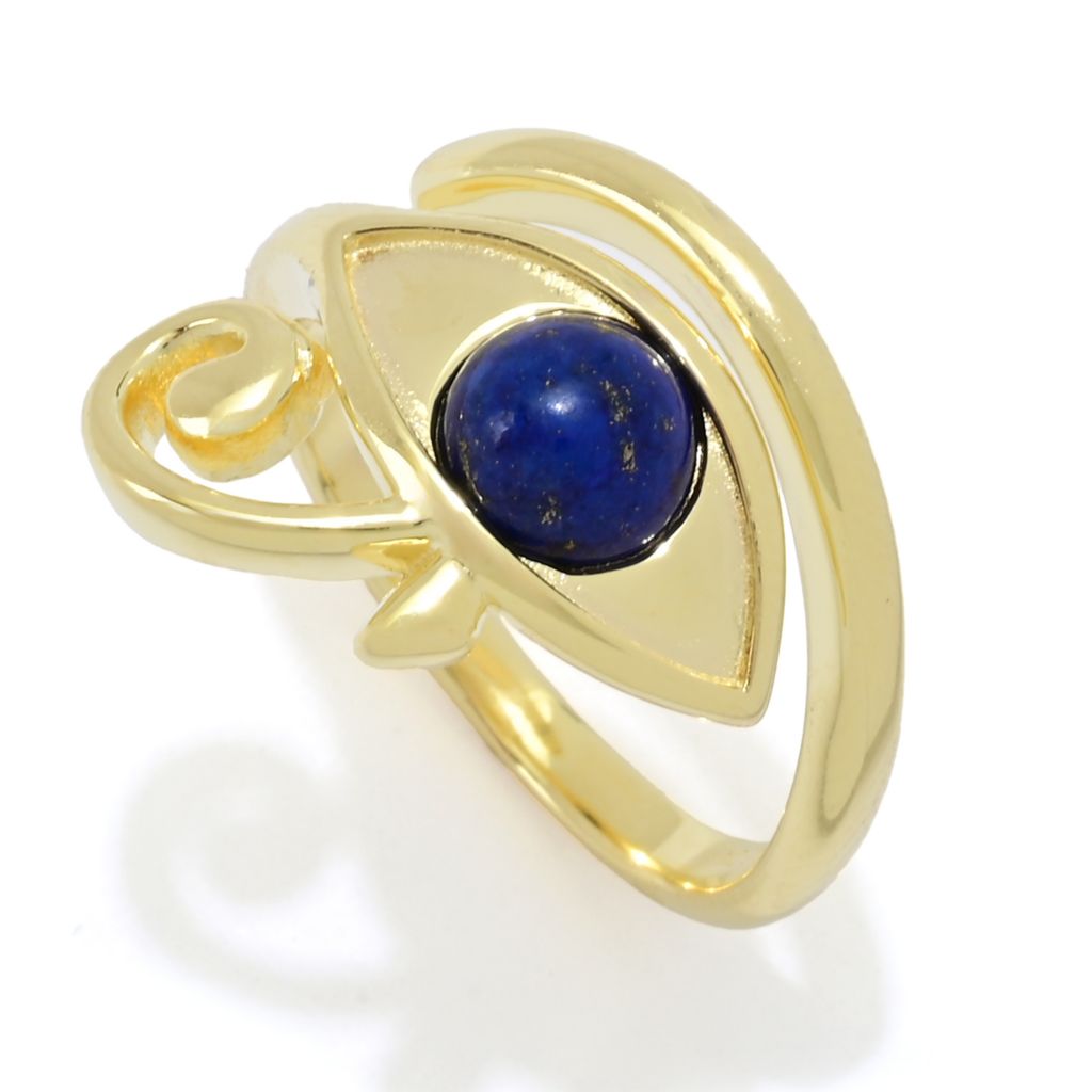 Passport to Egypt 18K Gold Plated 6mm Round Lapis Eye of Horus Wrap Ring by Steals