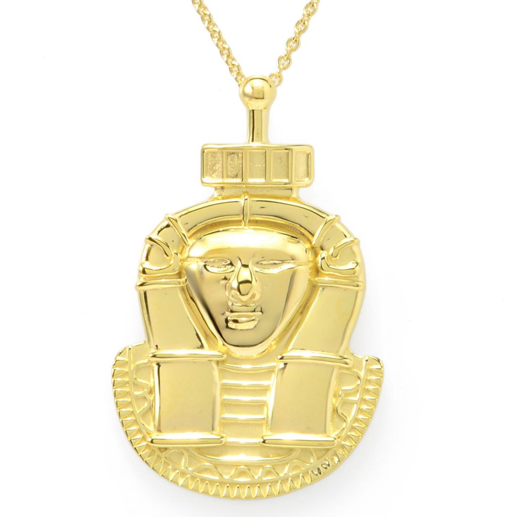 Passport to Egypt 18K Gold Plated Pharaoh Pendant w/ 18"+2" Chain by Steals