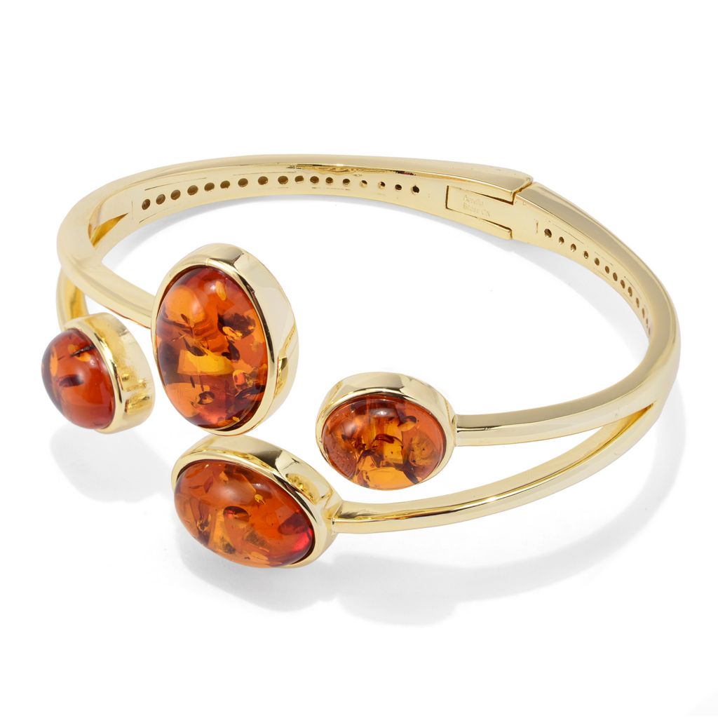 Aurelia 18K Gold Plated Amber Choice of Size Hinged Bangle Bracelet by Steals