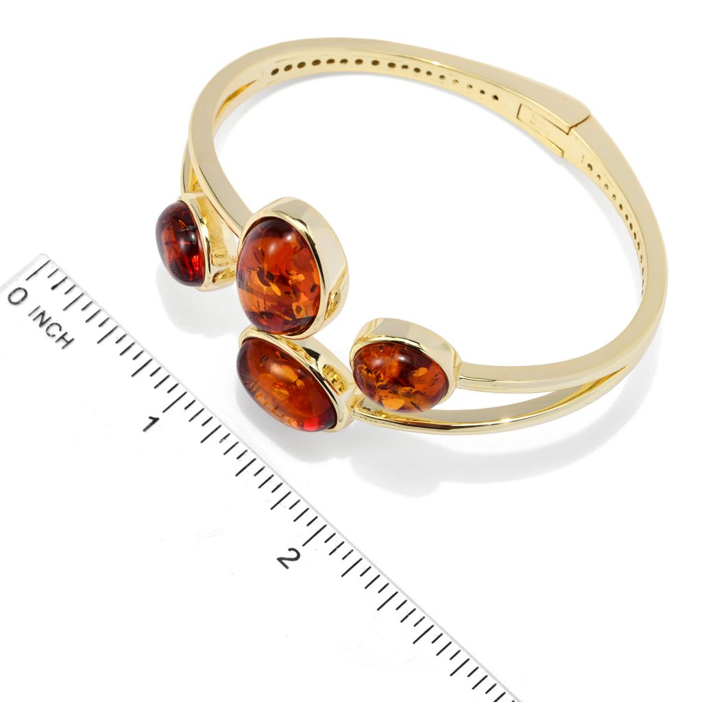 Aurelia 18K Gold Plated Amber Choice of Size Hinged Bangle Bracelet by Steals