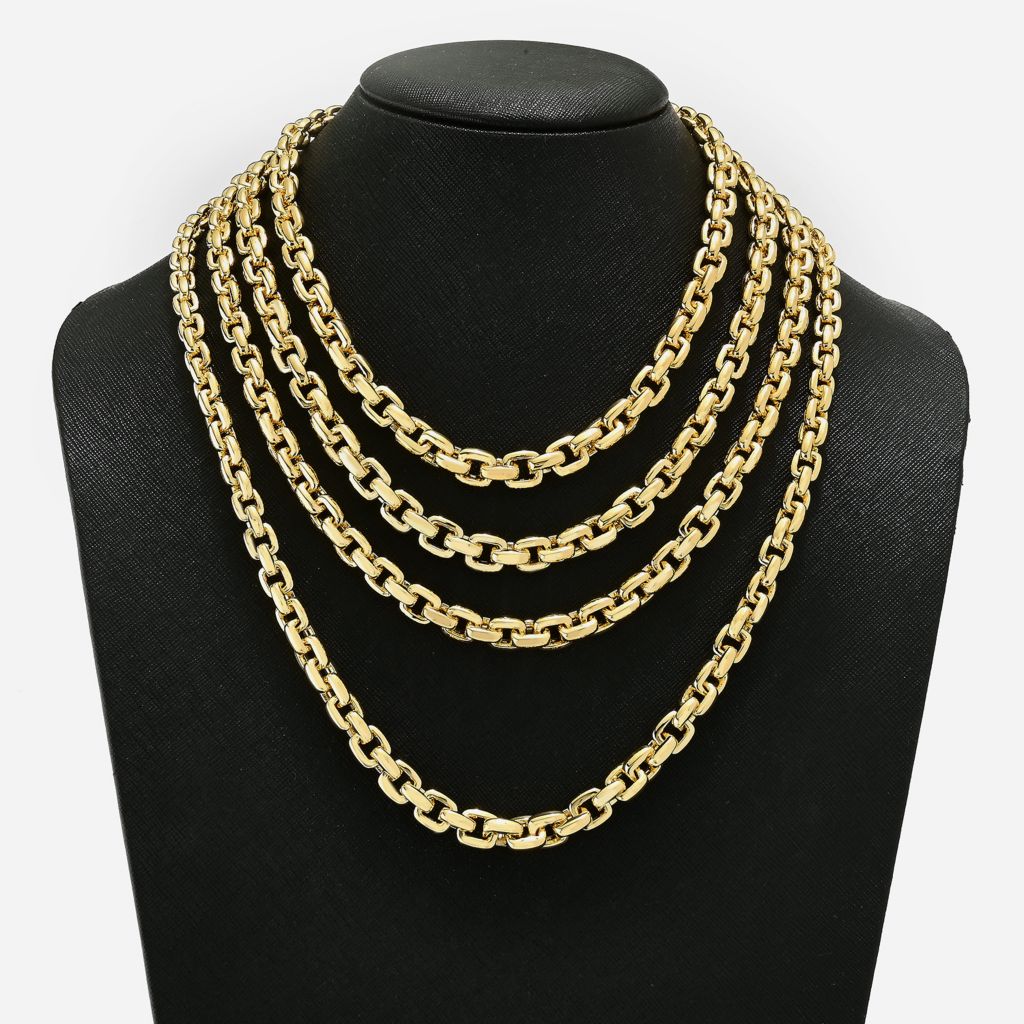 VOGA Collection 18K Gold Electroform Choice of Length Box Link Necklace by Steals