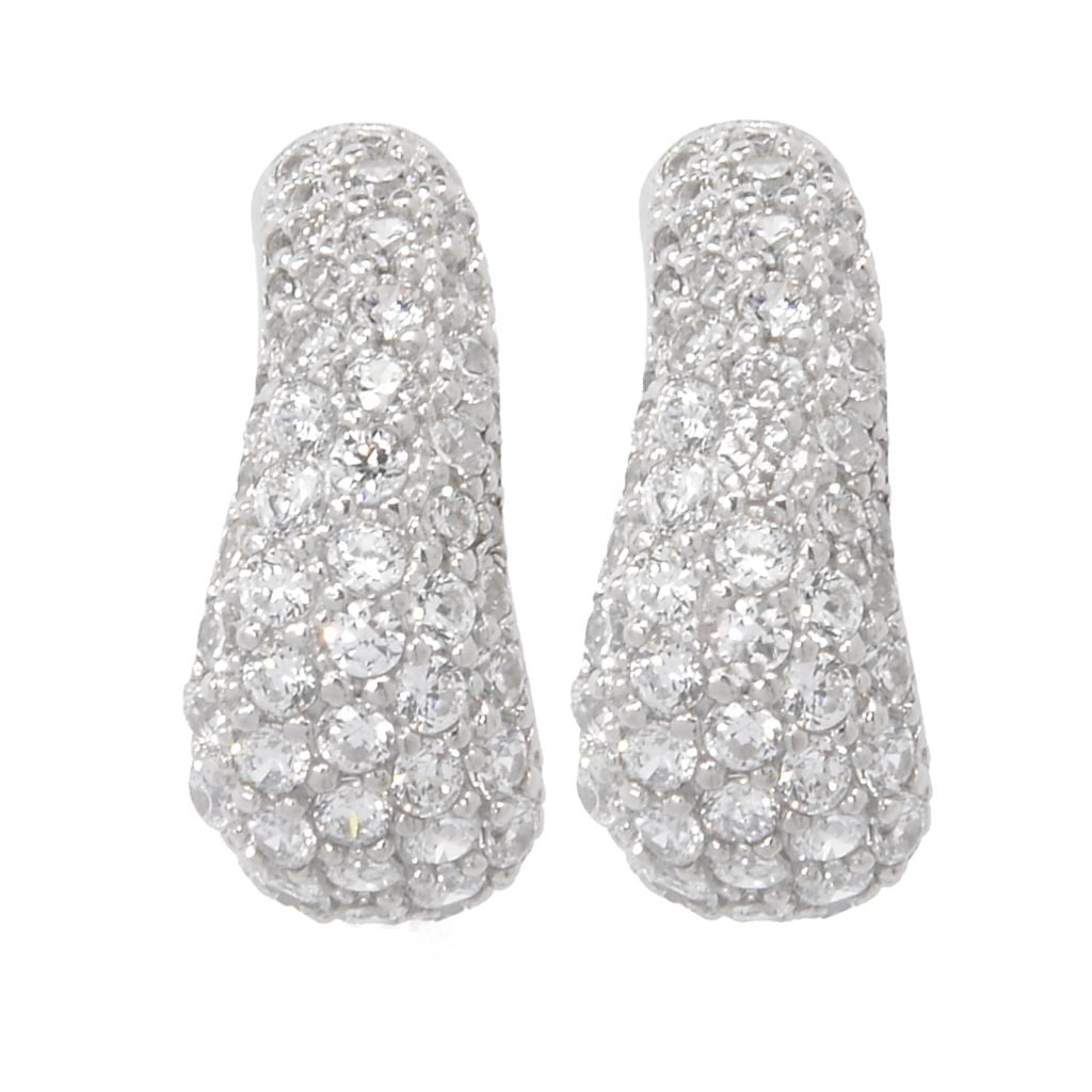 Brilliante Italia 1.86 DEW Simulated Diamond Pave J-Hoop Earrings by Steals