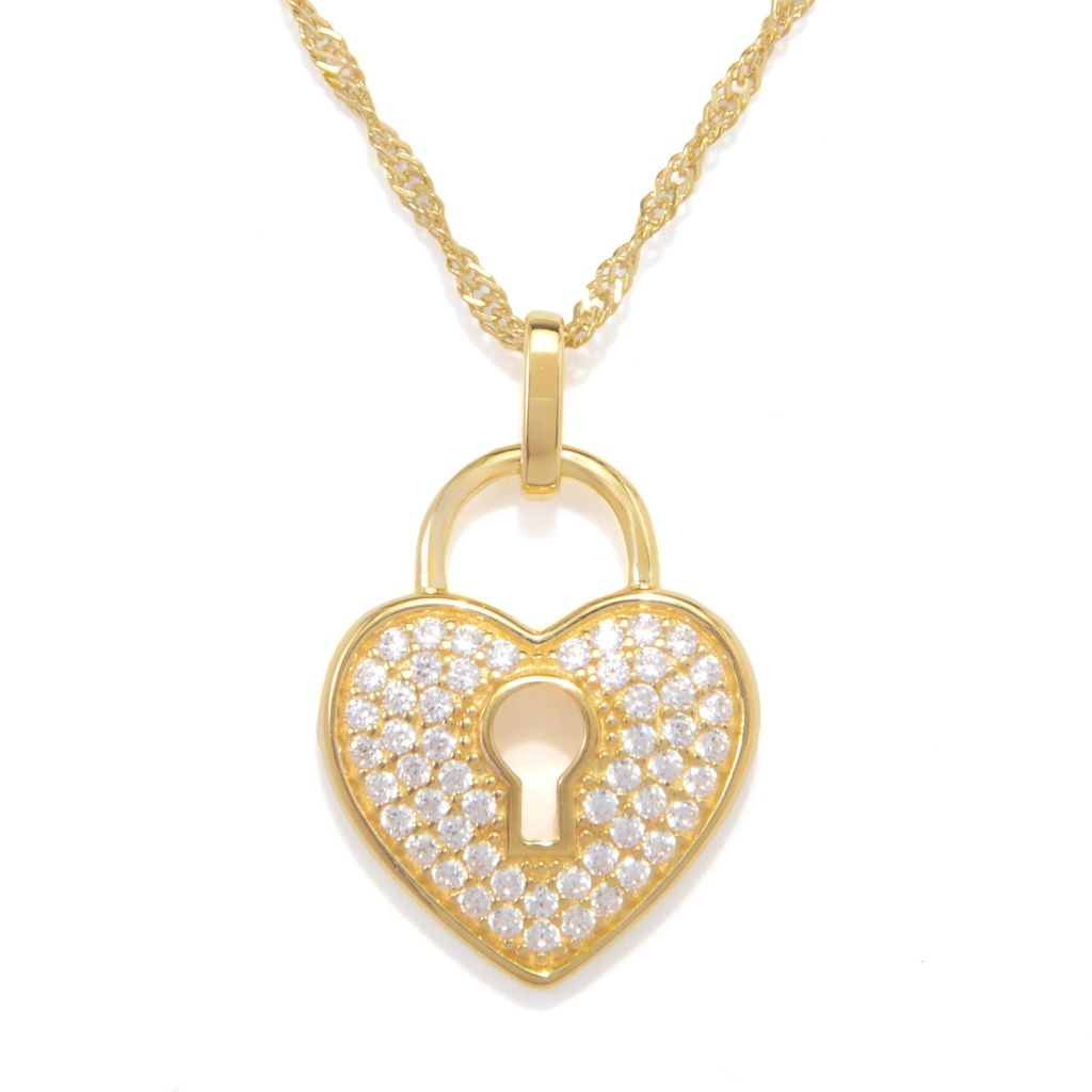 Brilliante Italia Simulated Diamond Locket w/ Singapore Chain by Steals