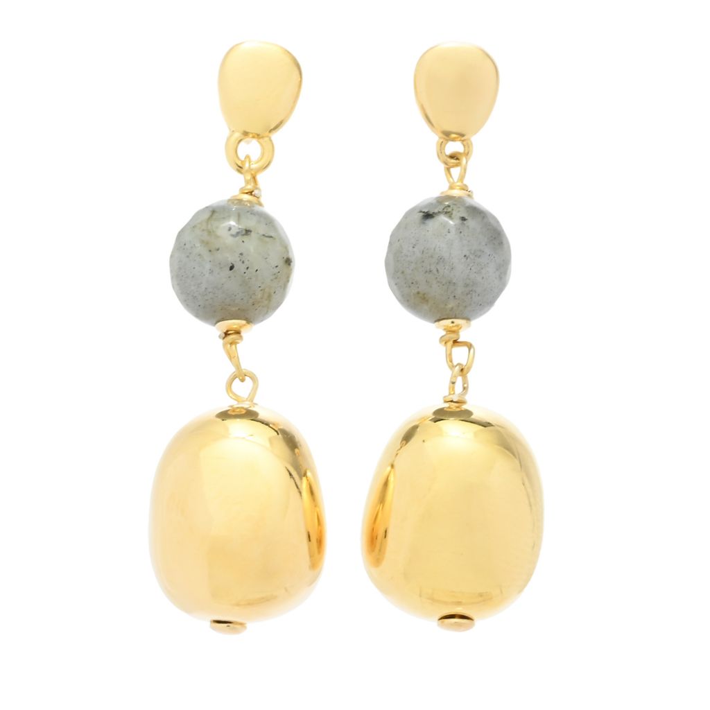 Verona Gioielli 18K Gold Plated Choice of Gemstone 1.75" Dangle Earrings by Steals