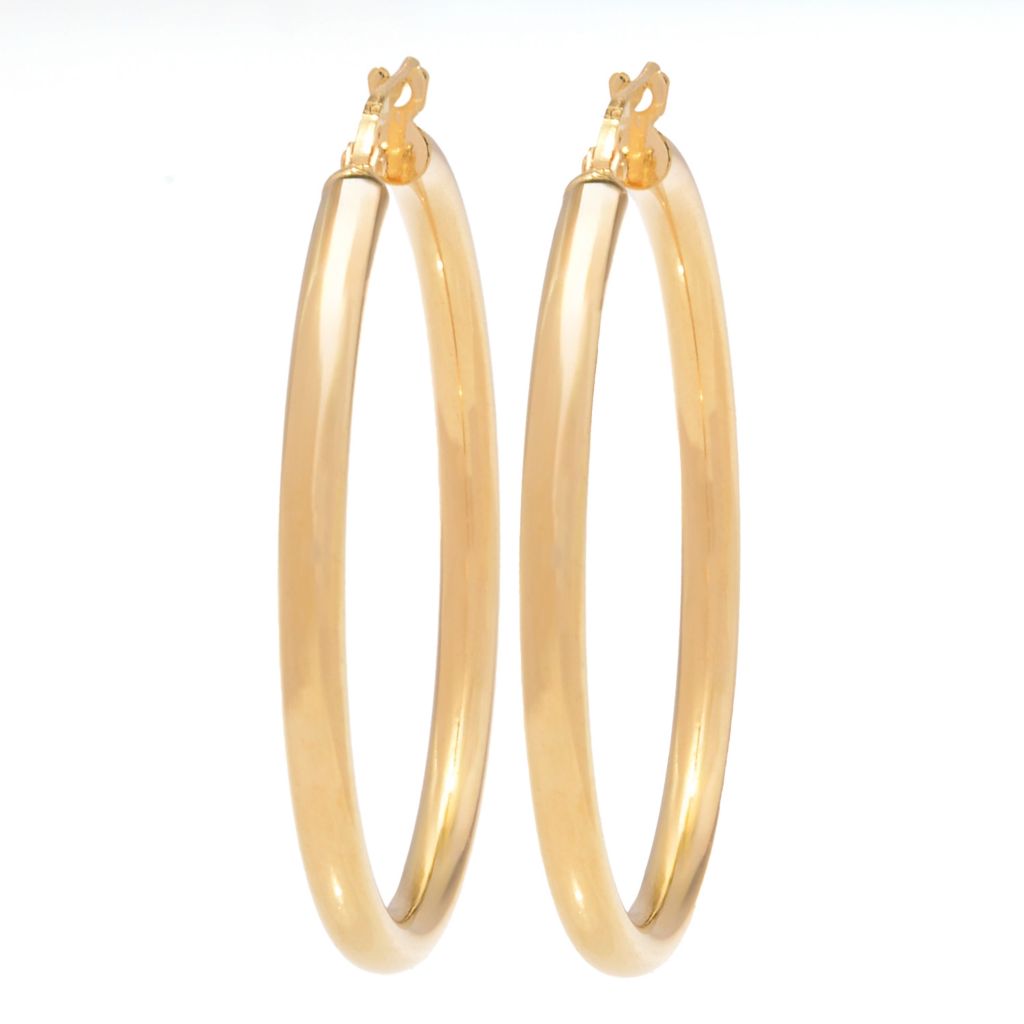 Verona Gioielli 18K Gold Plated Tubing Choice of Size Shiny Hoop Earrings by Steals