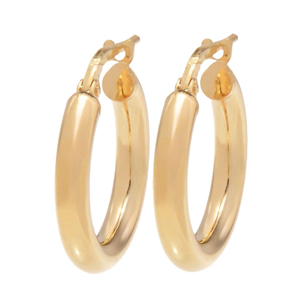 Verona Gioielli 18K Gold Plated Tubing Choice of Size Shiny Hoop Earrings by Steals