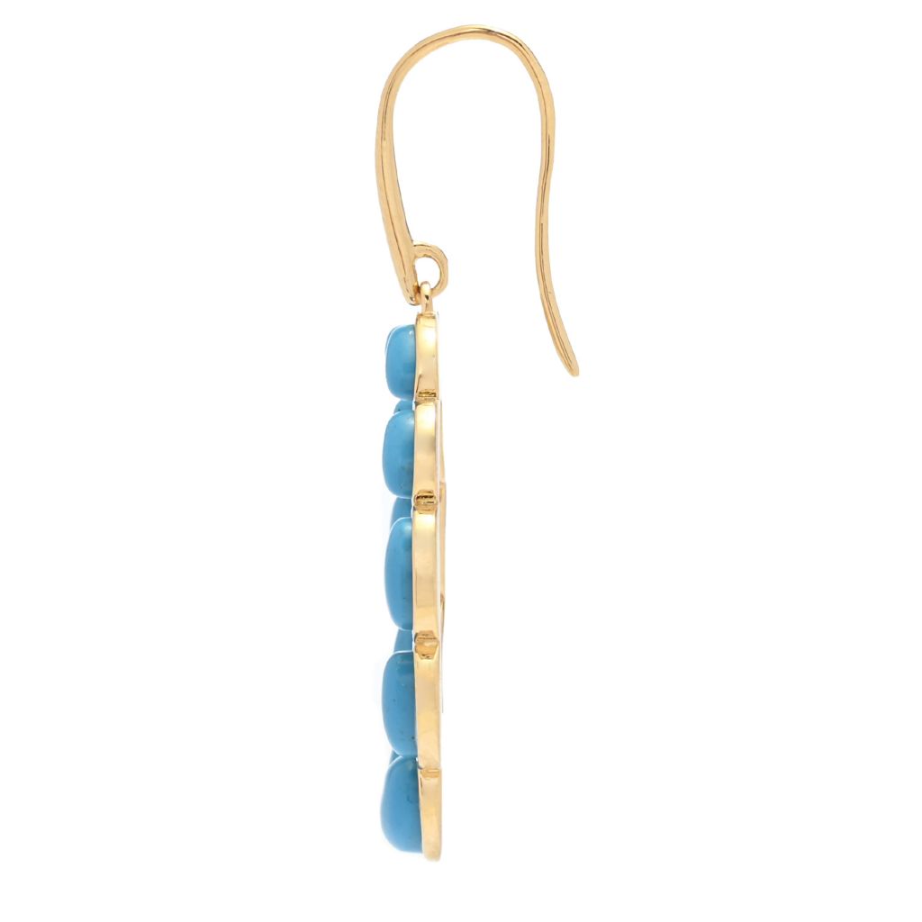 Verona Gioielli 18K Gold Plated Turquoise Pear Shape 1.75" Drop Earrings by Steals