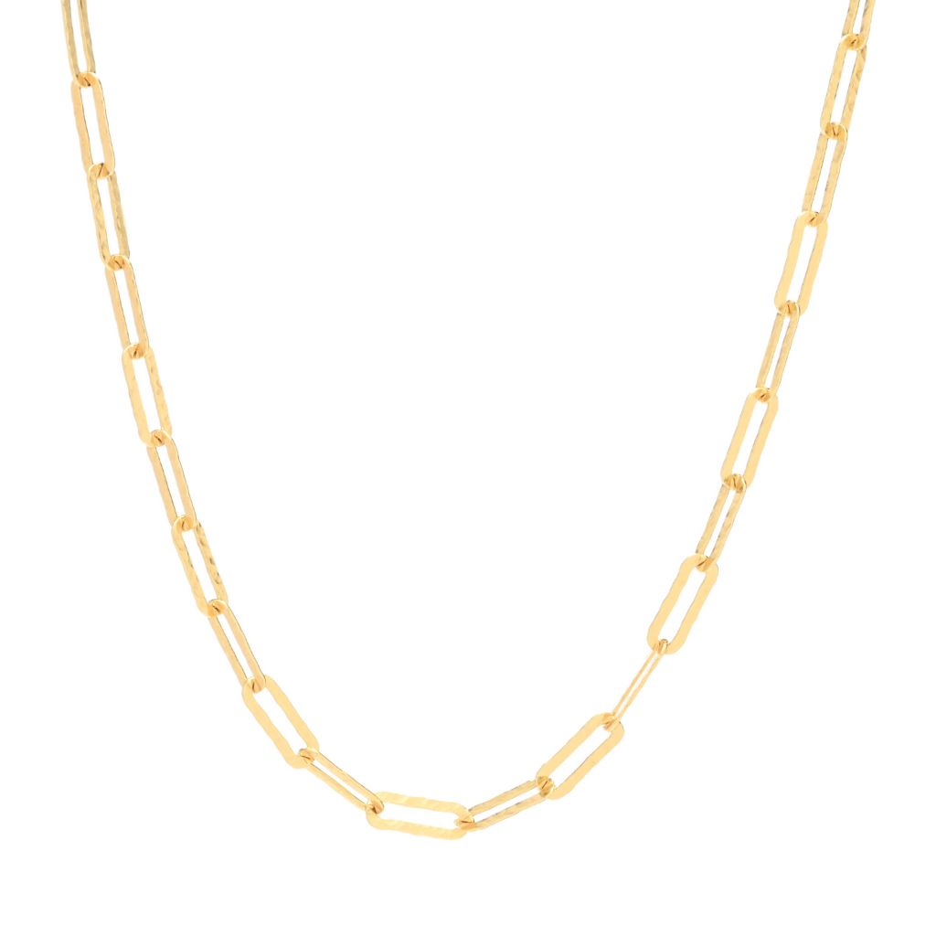 Verona Gioielli 18K Gold Plated Hammered Flat Paperclip Link 31.5" Necklace by Steals