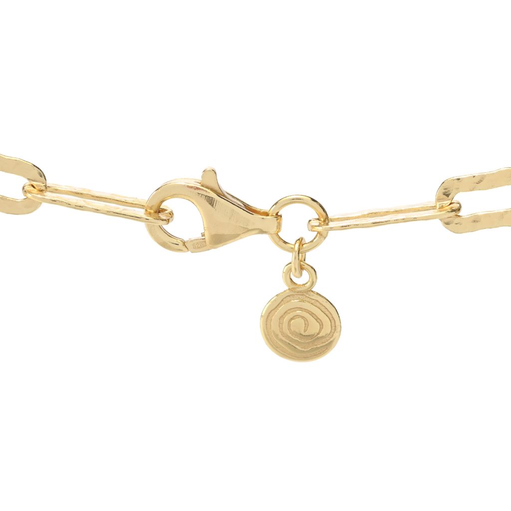 Verona Gioielli 18K Gold Plated Hammered Flat Paperclip Link 31.5" Necklace by Steals