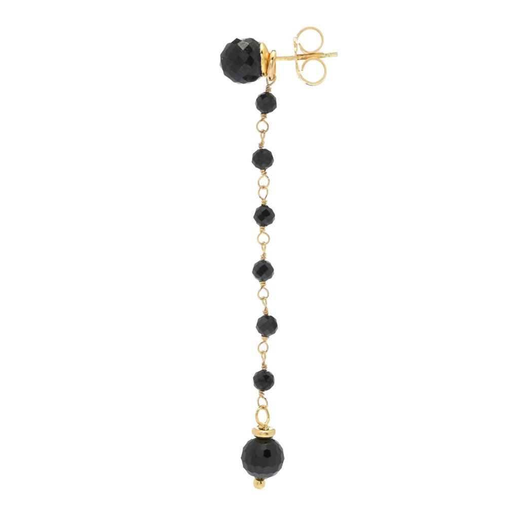 Verona Gioielli 18K Gold Plated Shiny Black Spinel Bead Drop/Stud Earrings by Steals