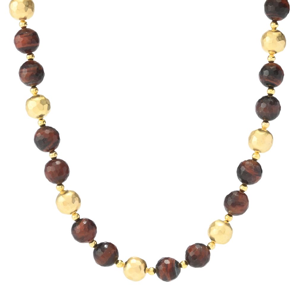 Verona Gioielli 18K Gold Plated Tiger's Eye Faceted Bead 18" Necklace by Steals